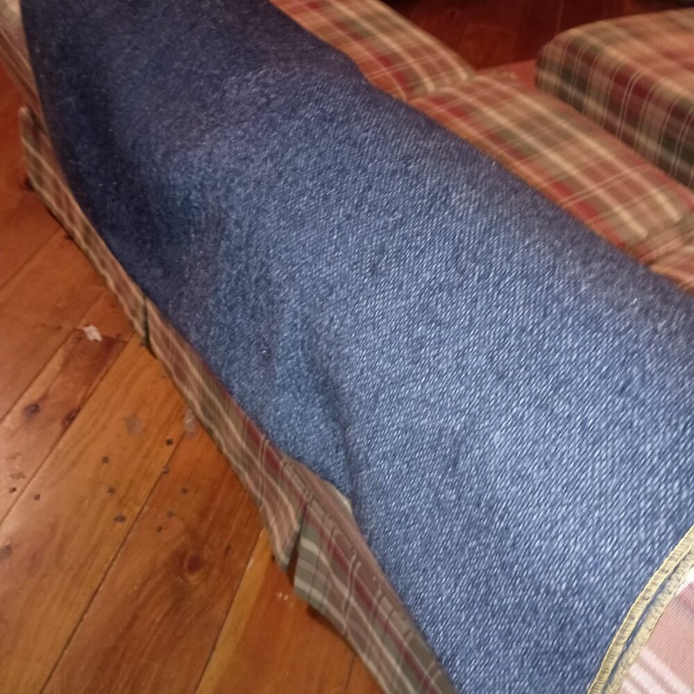 Blue wool throw blanket tweed design